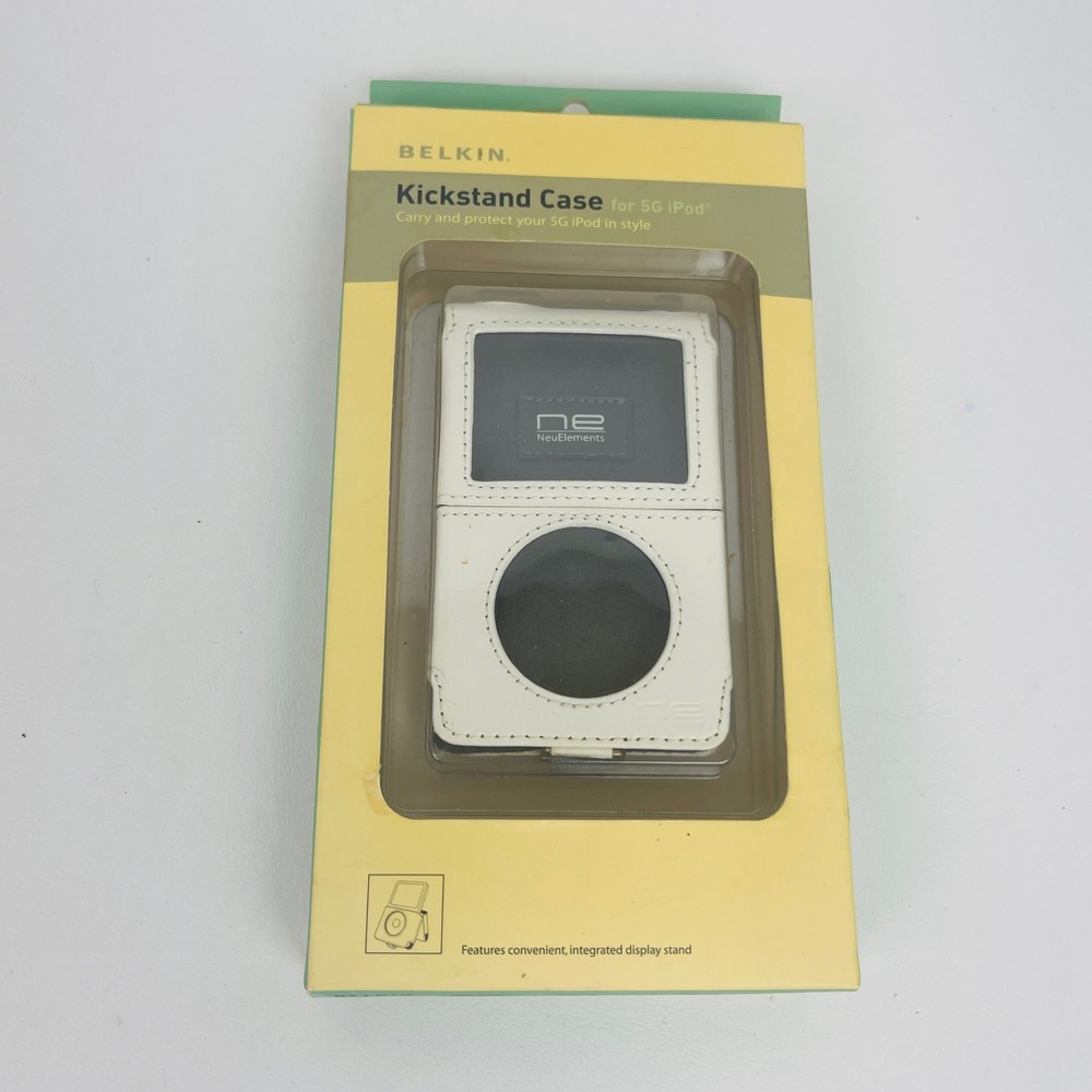 Belkin Kickstand Case for 5G iPod White NeuElements Leather Carabiner New